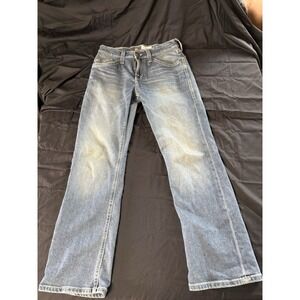 Rock & Republic Bootcut mens Jeans Blue Button Logo Zipper